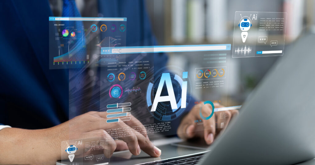 AI SDR: What Is It and How It’s Changing Sales Development a person typing on a computer with AI agents on the screen