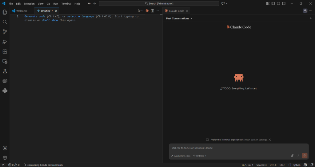 Screenshot of my setup in VSC and Claude Code connected to GLM 4.6